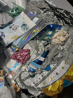 HUGE LOT of astronaut theme baby shower or boy birthday party items