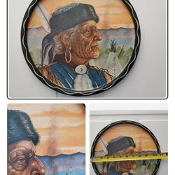 Southwest Tray Indian Chief Serving Party Bar Cart Display Art James Artie Decor Vintage