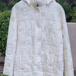 Funwear Factory Quilted Hooded Puffer Jacket w/Sequin Accents