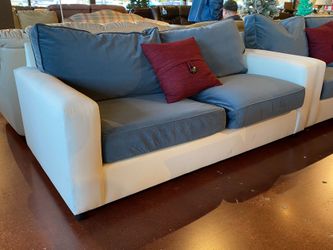 Coastal White & Blue Sofa