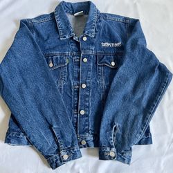 Women’s Senor Frogs Official Store Jean Blue Denim Large Clean Trucker Jacket Embroidered Mazatlan, Mexico