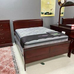 🍂$39 Down Payment 🍂SPECIAL] Louis Philip Cherry Sleigh Bedroom Set