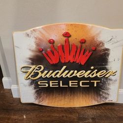 XL BUDWEISER SELECT 2004 METAL TIN EMBOSSED BEER SIGN 32" X 28" PUB BAR MAN CAVE
