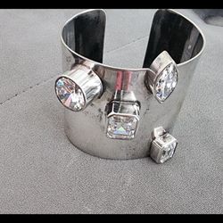 Custom Made For Me In The 80s Sterling Silver Cz Cuff Heavy