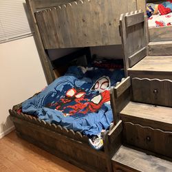 Twin Loft Bed With Staircase And Matching 5 Drawer Chest. 