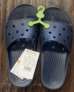 Classic Crocs Unisex Slides Navy Waterproof Men 7/Women 9  New! 206121-410