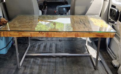 Modern Glass & Wood Coffee Table – One of a Kind – $60