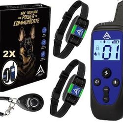 AZARI 2 Dog Training Collar 4 Large medium Small Dogs, 2 COLLARS & Clicker Shock Vibration Beep