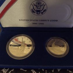 Uncirculated 1986 United States Liberty $1 And 0.50 Coin Set