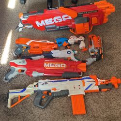 LOT of 8 Nerf Guns - ALL TESTED AND WORKING - No Darts Or Batteries - Comes With Lots of Accessories 