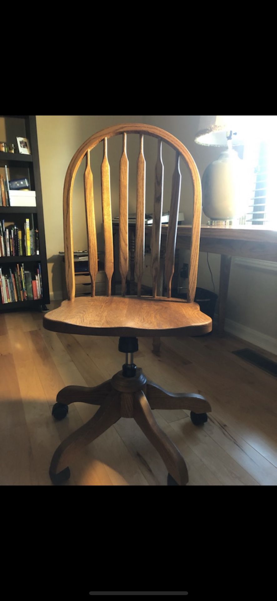 Rolling wood desk chair