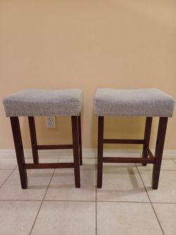 Set of 2 Upholstered Backless Bar Stools