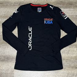 PUMA Shirt Men's Medium Black America's Cup Sailing Cotton Long Sleeve Team USA