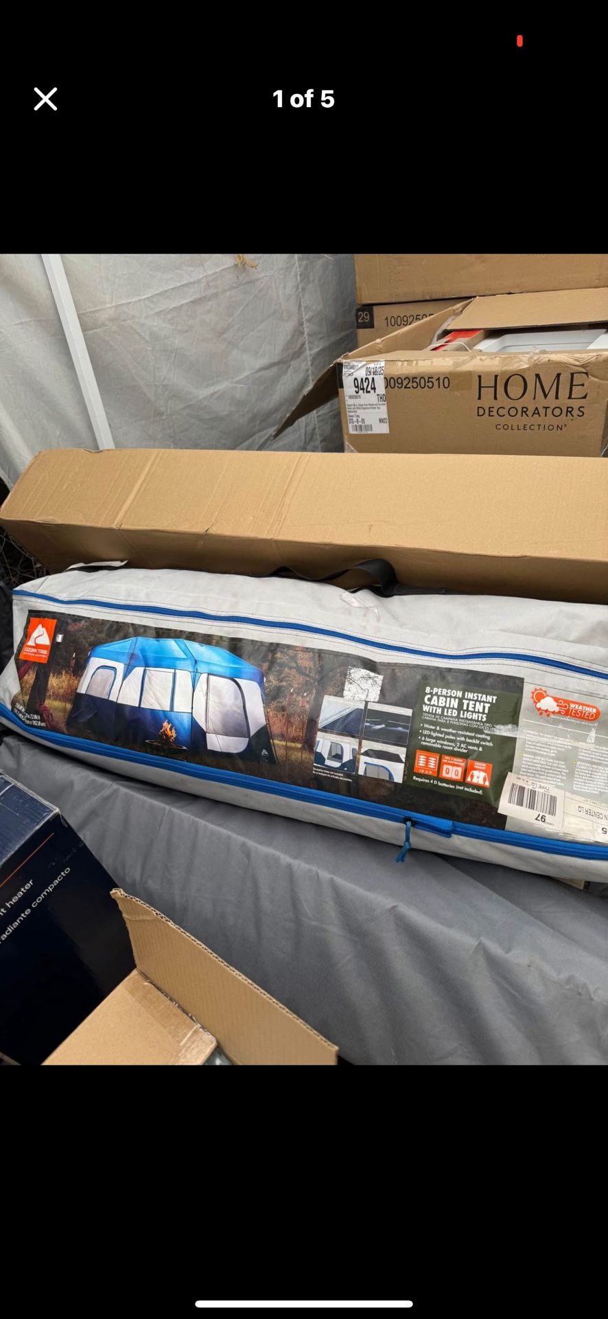 Ozark Trail 13' x 9' 8-Person Cabin Tent with LED Lighted Poles, 32 lbs