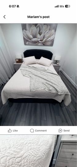 Queen size bed frame with 4 drawers