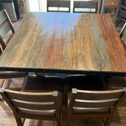Well Loved Kitchen Table & 8 Chairs