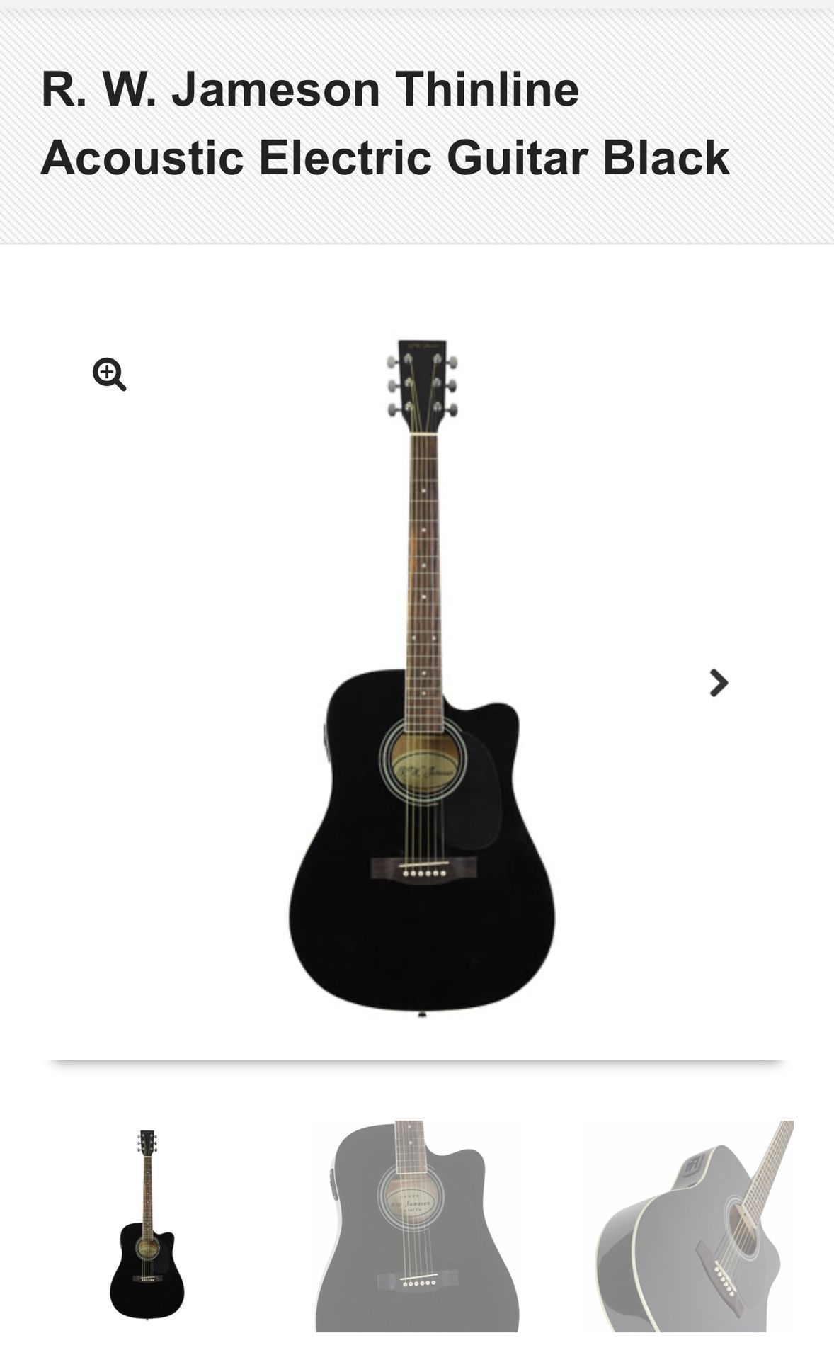 R. W. Jameson Thinline Acoustic Electric Guitar Black with a stand