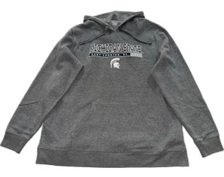 Michigan State Spartans Gray Pullover Hoodie Sweatshirt Mens Large & 2XL New Sewn Logo