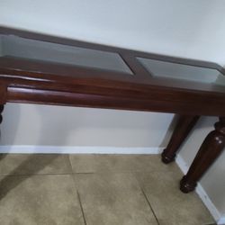 Beautiful Real Wood Entryway Console Table with Glass Panels