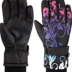 Kids Waterproof Ski Snowboard Gloves Mittens Thinsulate Lined Winter Cold Weather Gloves for Boys and Girls