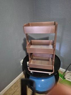 3-Tier Rose Gold Metal Rolling Cart