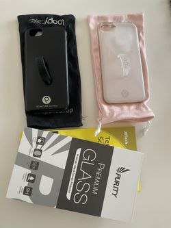 2 Loopy Case (iphone 6,7,8, SE) and 3 Screen Protectors