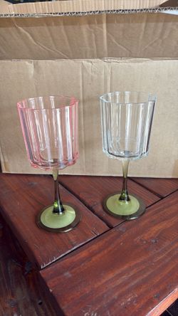 8  beautiful pink and clear stemware