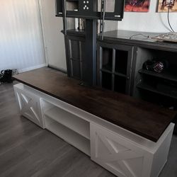 Entertainment Center Barn Rustic White Style