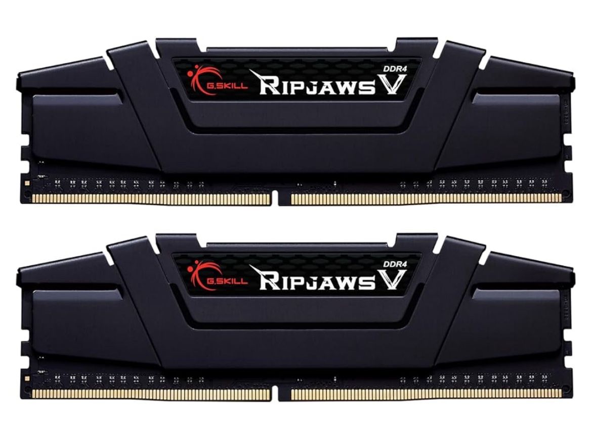 G.SKILL Ripjaws V Series (XMP) DDR4 RAM 32GB (2x16GB) 3600MT/s CL18-22-22-42 1.35V Intel AMD Desktop Computer Memory UDIMM - Black (F4-3600C18D-32GVK)