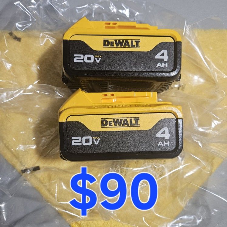 New Dewalt 4.0ah Battery Set (20 Volt) $90 for both batteries