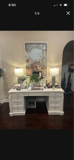 White office desk real wood very heavy