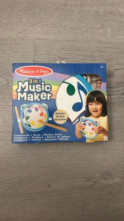 Melissa & Doug 3-in-1 Wooden Musical Instrument Play Set for Kids