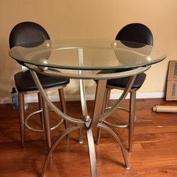 Modern Glass Pub Table w/ 2 Stools – Must Sell Fast – $120 (UTC / La Jolla)