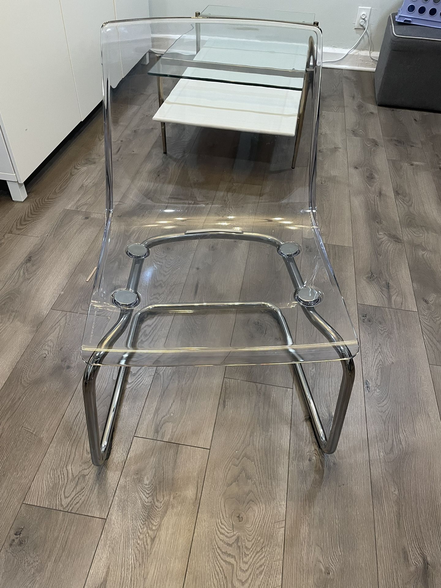 IKEA TOBIAS CLEAR MOD PLASTIC CHAIR W/CHROME FRAME SET OF 4