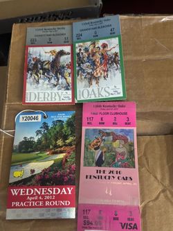 Kentucky Derby, Kentucky Oaks & Masters Ticket Stubs