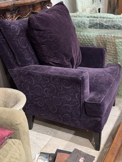 Stunning Purple Velvet Upholstered Arm Chair