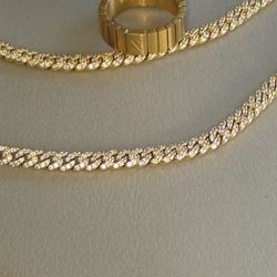 Jaxon 14k Gold Bracelet, Necklace, And Ring