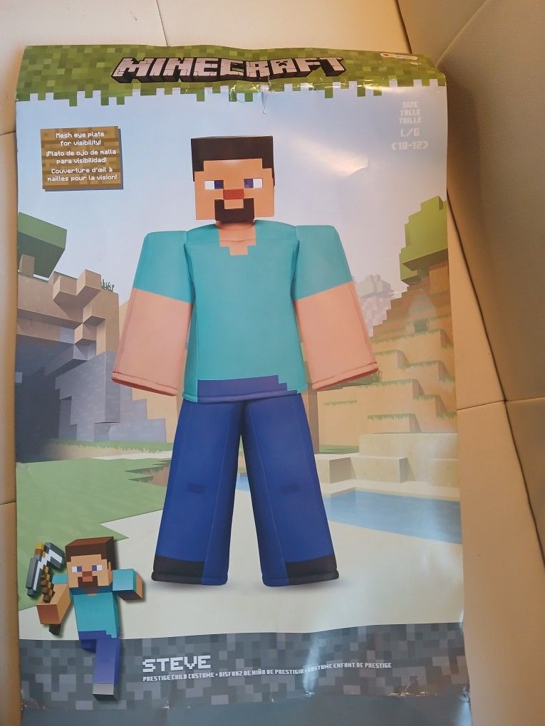 Minecraft Steve Halloween Costume Size Large 10/12