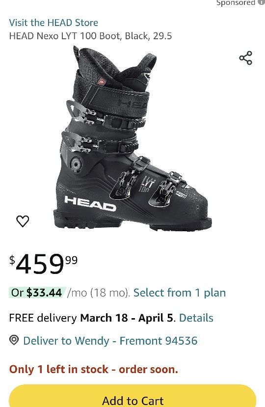 Men's Ski Boots 29.5 or 11.5 shoe size Like NEW 2022 Head Nexo Lyt 100