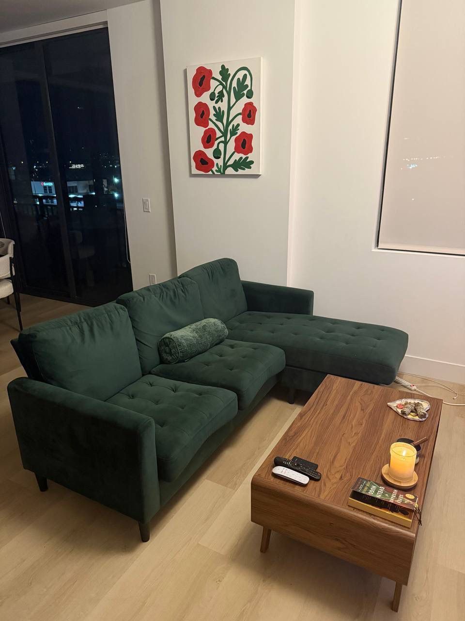 Emerald Green Velvet Sectional Sofa