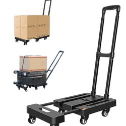 Dolly Cart, 7 Wheels Collapsible Luggage Cart with 2 Elastic Ropes  (N11)