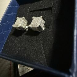 Moissanite 925 Sterling Silver Ice Cube 3D Earrings