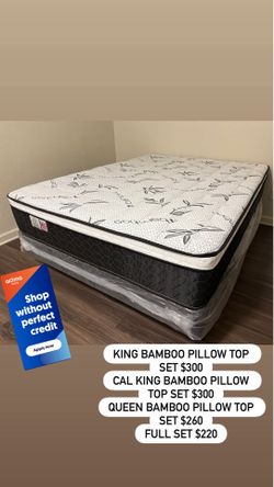 Cal King Bamboo Orthopedic Pillow Top Mattress and Boxspring!