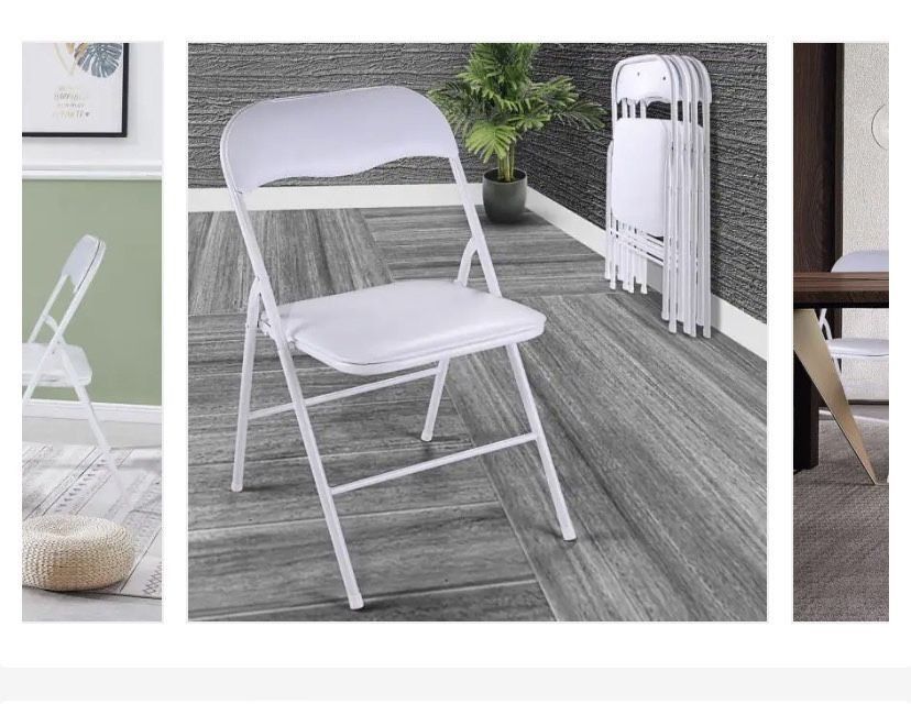 New white plastic folding chairs, set of 5