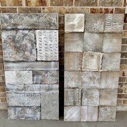 Set of 2 Textured abstract canvas paintings $90