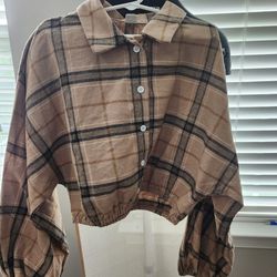Girls Size 11-12 y plaid long sleev button down shirt