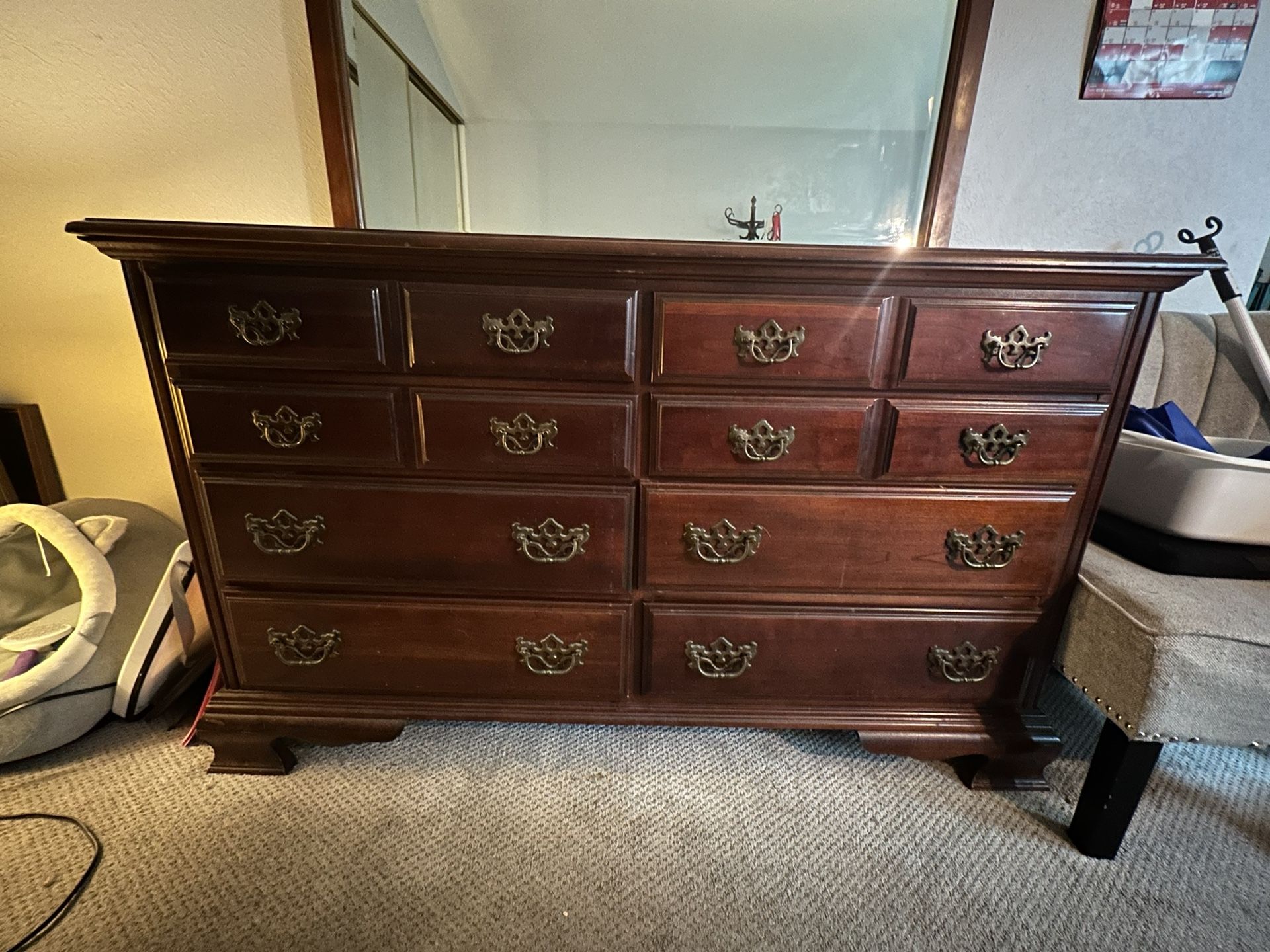 Antique Horizontal Dresser w/ Mirror