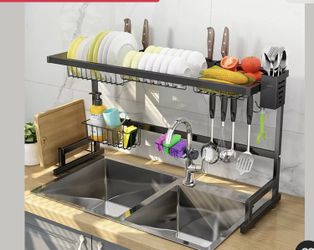 2 Tier Stainless Steel Dish Drying Rack Over Sink Kitchen Cutlery Drainer Holder FREE SHIPPING VIA FED EX 3-5 BUSINESSES DAYS