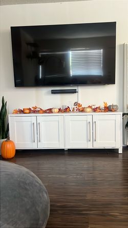White TV Stand Media Console Cabinet