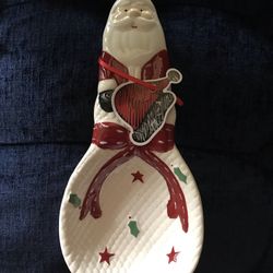 New With Tags - CHRISTMAS Ceramic Santa Claus Spoon Rest 